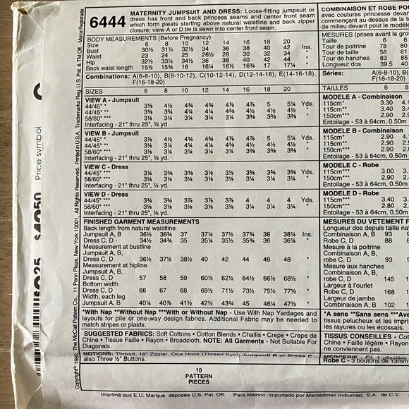 Maternity Sewing Pattern Bundle Vogue 9295 McCalls 6444 McCalls 7622 all Uncut - Picture 3 of 11
